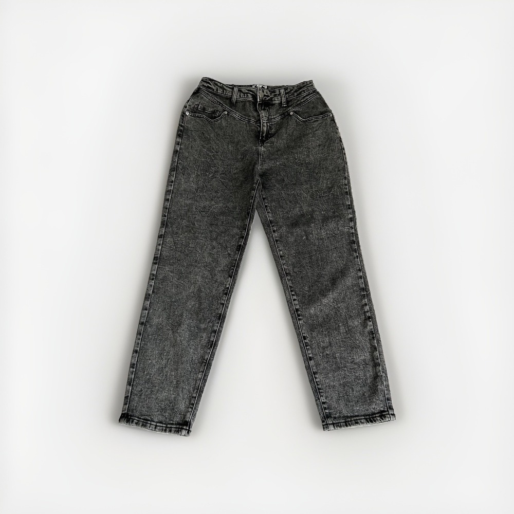 Abound High Rise Mom Jeans Sz30 Black Acid Wash Stretch Grunge Indie Edgy Emo